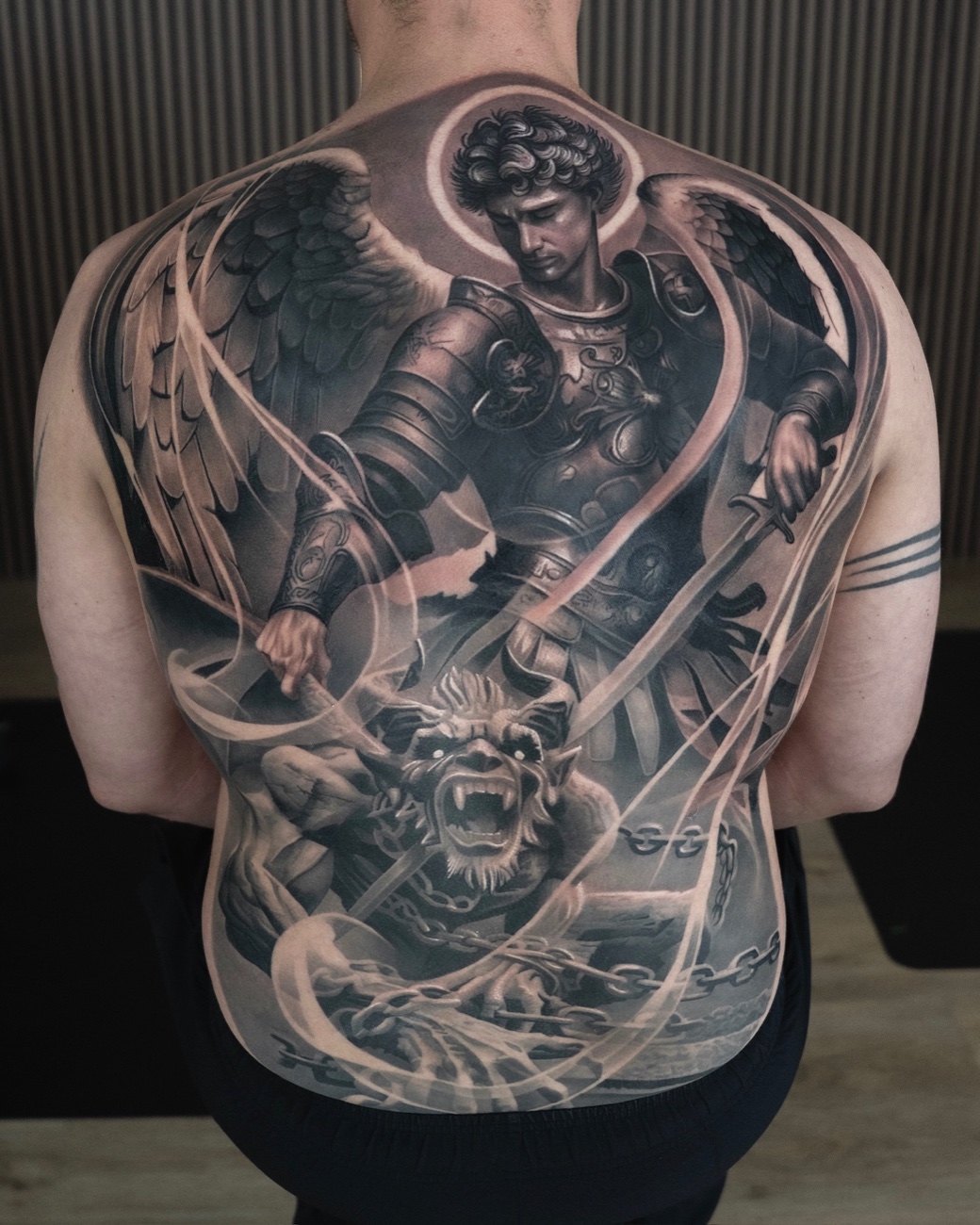 Realism back piece of the archangel Michael